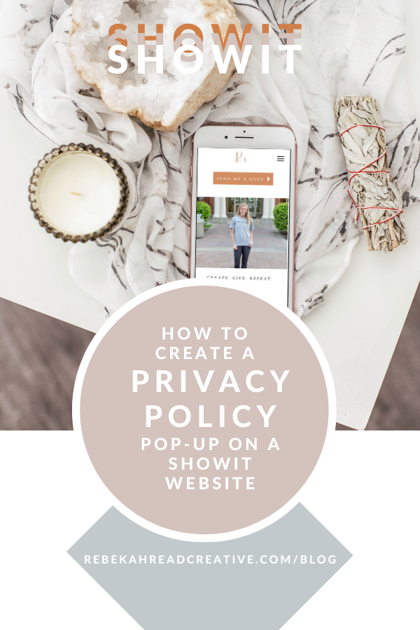 privacy policy pop up Showit website